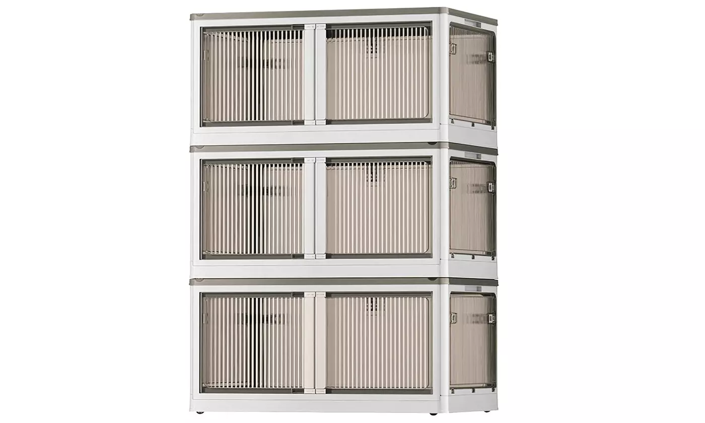 Three-Pack NewHome Stackable Collapsible Storage Bins with Lid