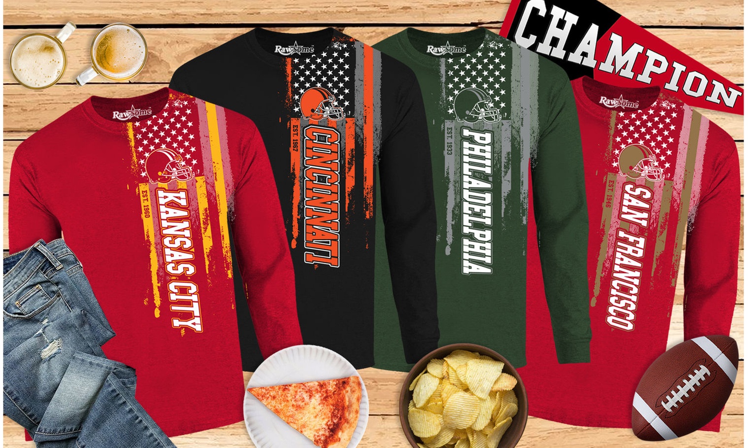 Football Themed Long Sleeve Shirts, Perfect for Any Occasion (S-2XL)