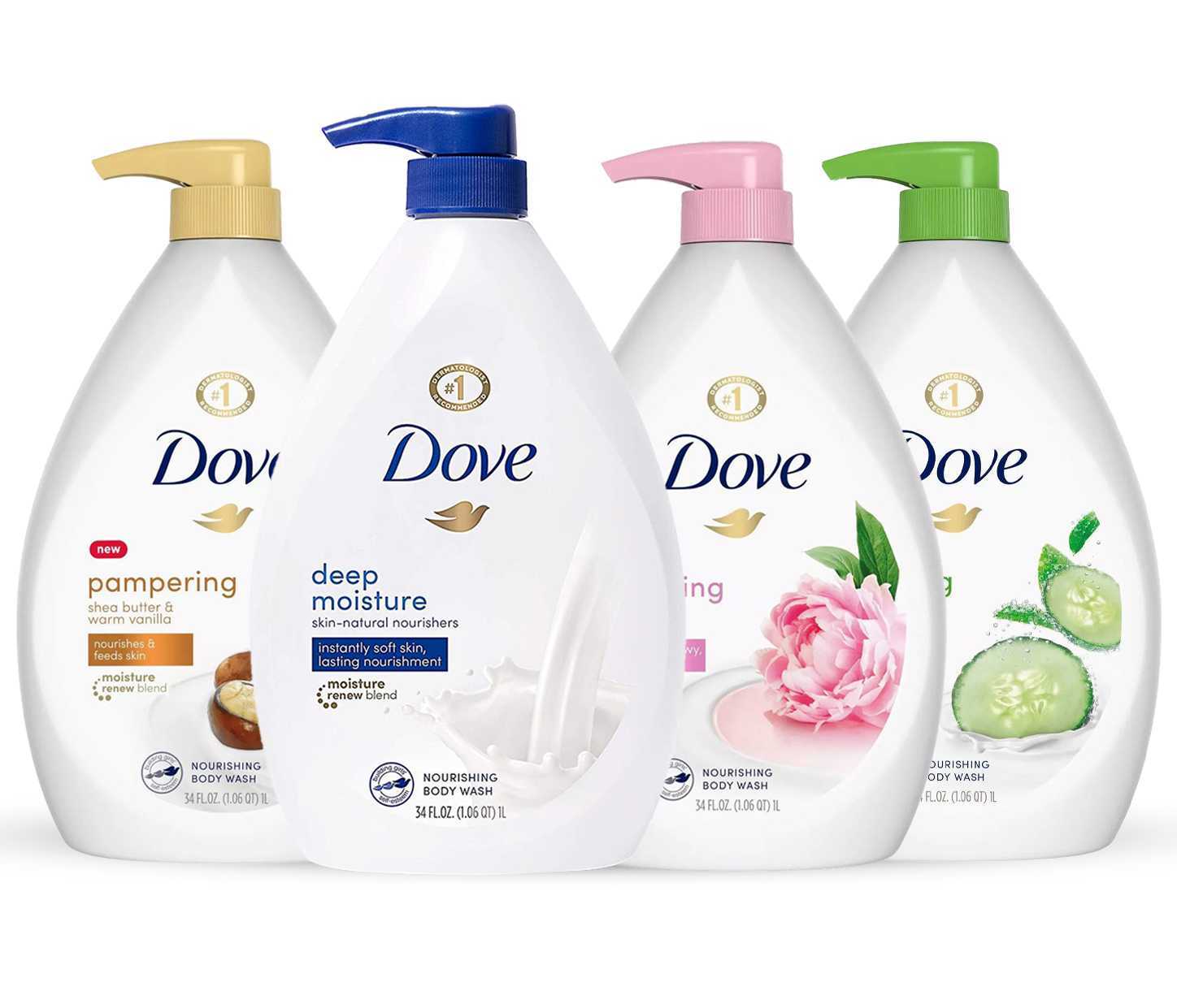 Dove Body Wash Shower Gel 4 Pack (16.9 oz x 4) Choose From