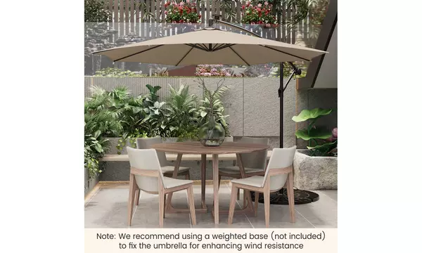 Costway 10FT Patio Solar-Lighted LED Cantilever Offset Umbrella W/ Crank Tilt - Second Medium