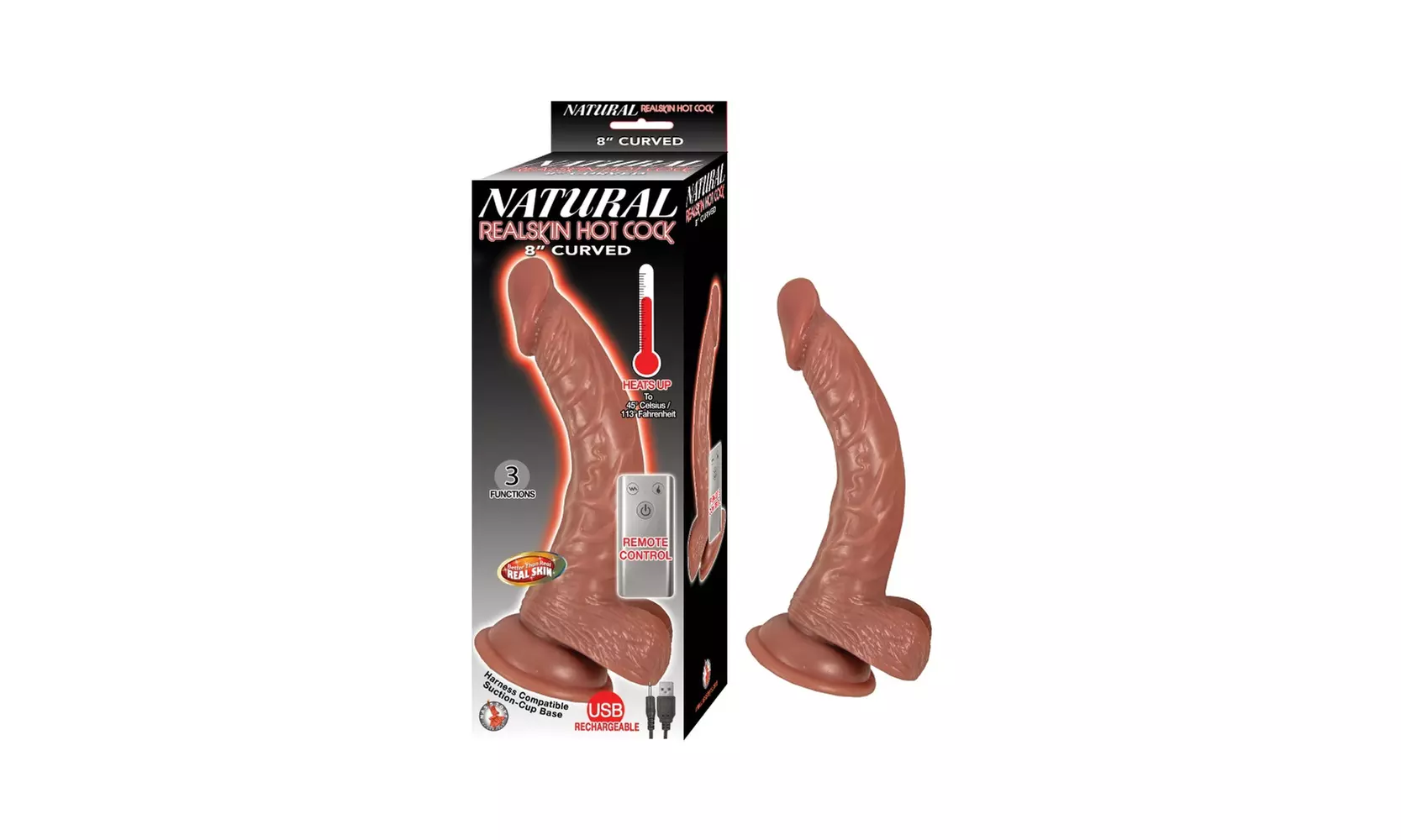 Nasstoys Realskin Curved Vibrating Warming Dongs - Second Medium