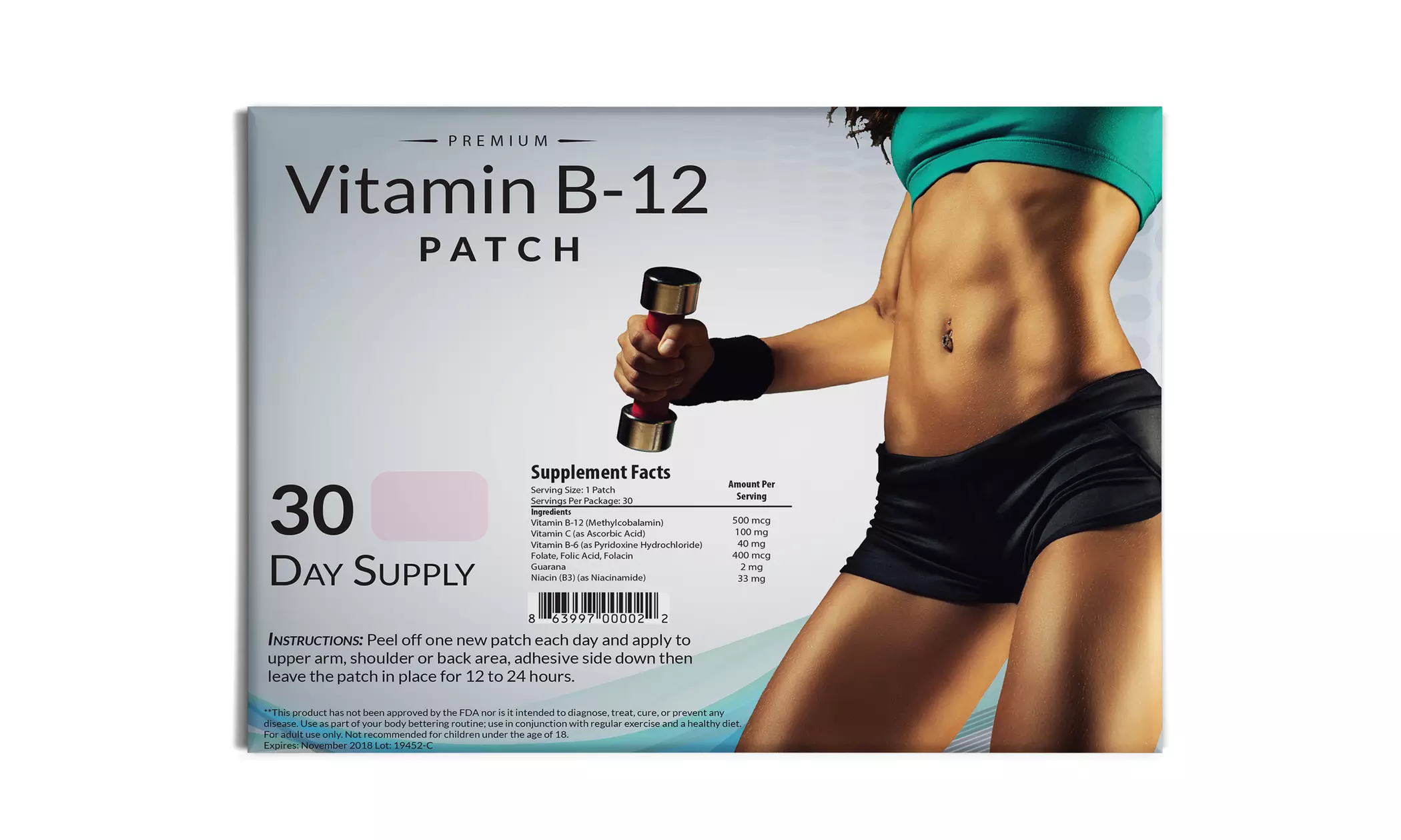 Premium Grade Vitamin B12 Weight Loss Patch (30 Day Supply) - Second Medium