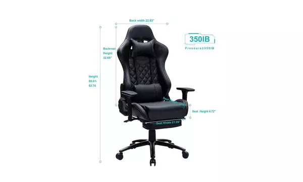 Heavy Duty Gaming Chair with Footrest and Massage,High Back Racing Chair - Second Medium