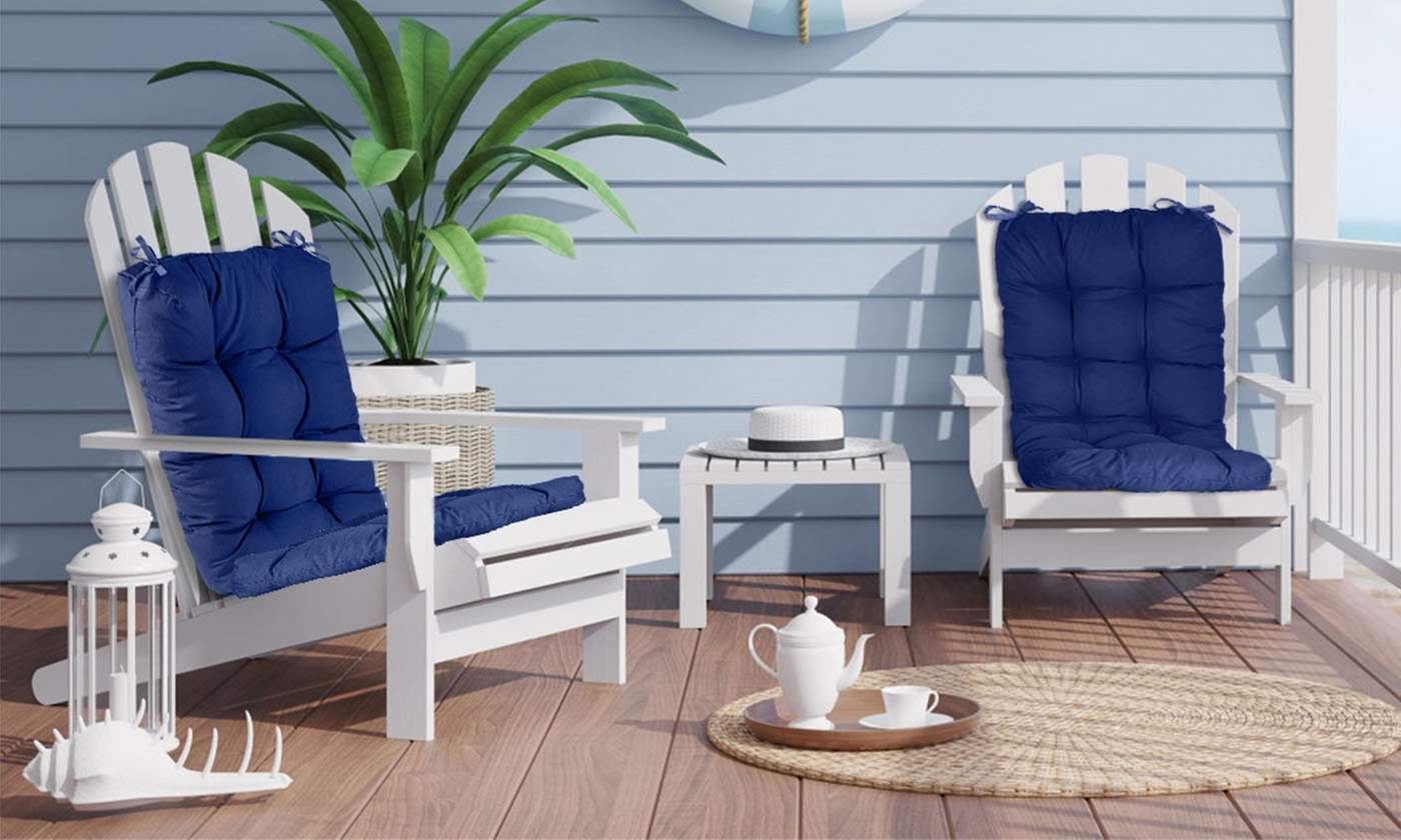 NewHome 2-Piece Outdoor Patio Chair Cushions for Adirondack & Rocking Chairs