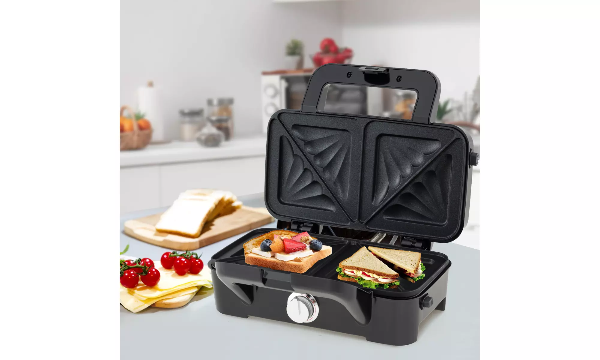 Costway 3-in-1 Waffle Iron, Panini Press Grill and Sandwich Maker Set