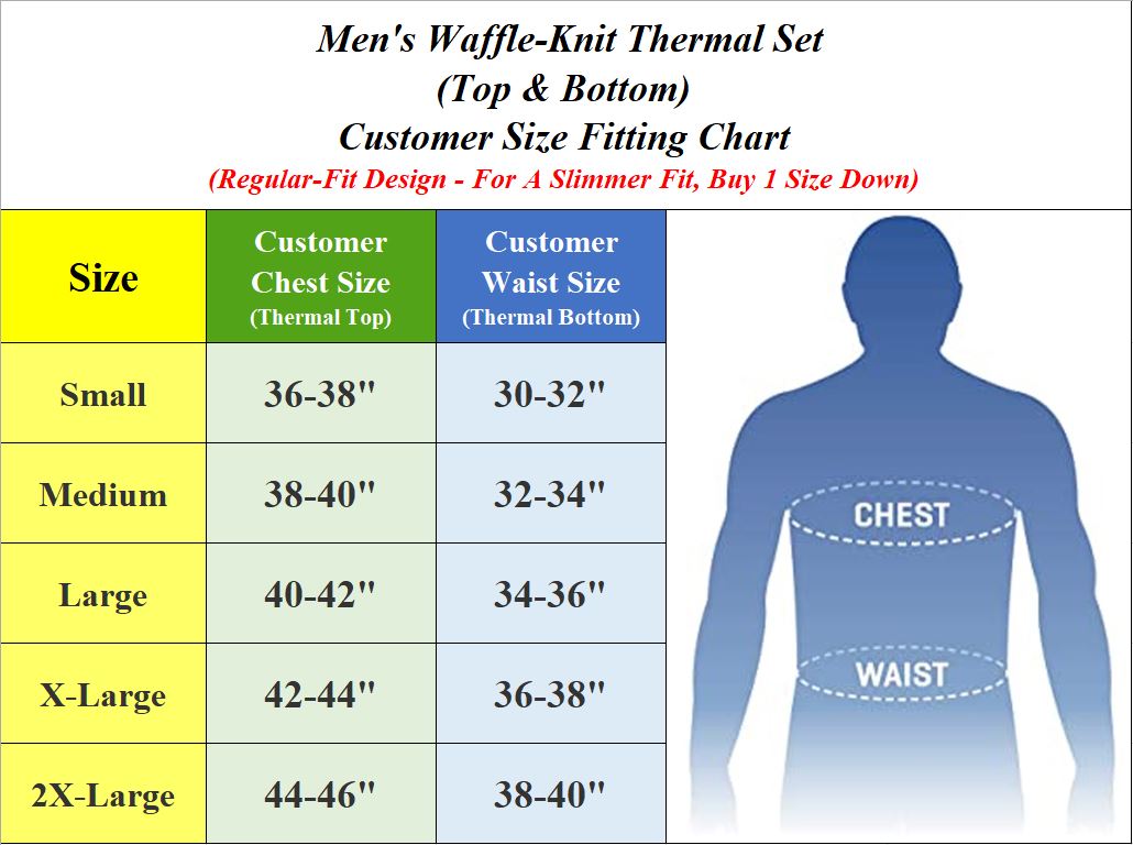 Men's Thermal Set Size Chart