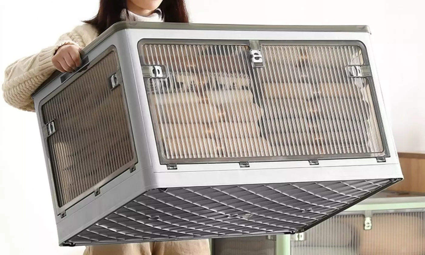 Three-Pack NewHome Stackable Collapsible Storage Bins with Lid