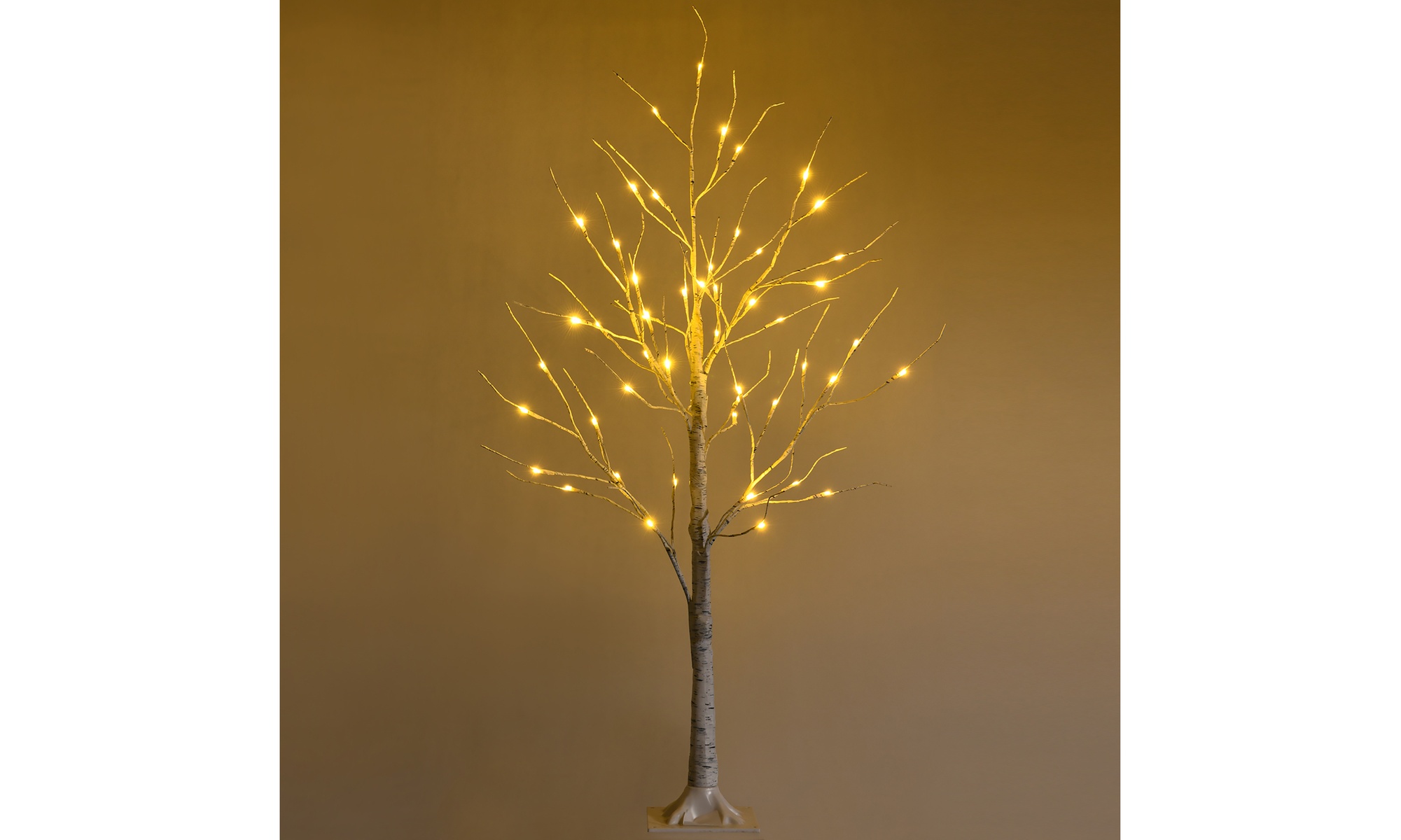 Costway 4ft Pre-lit White Twig Birch Tree for Christmas Holiday w/ 48 LED Lights