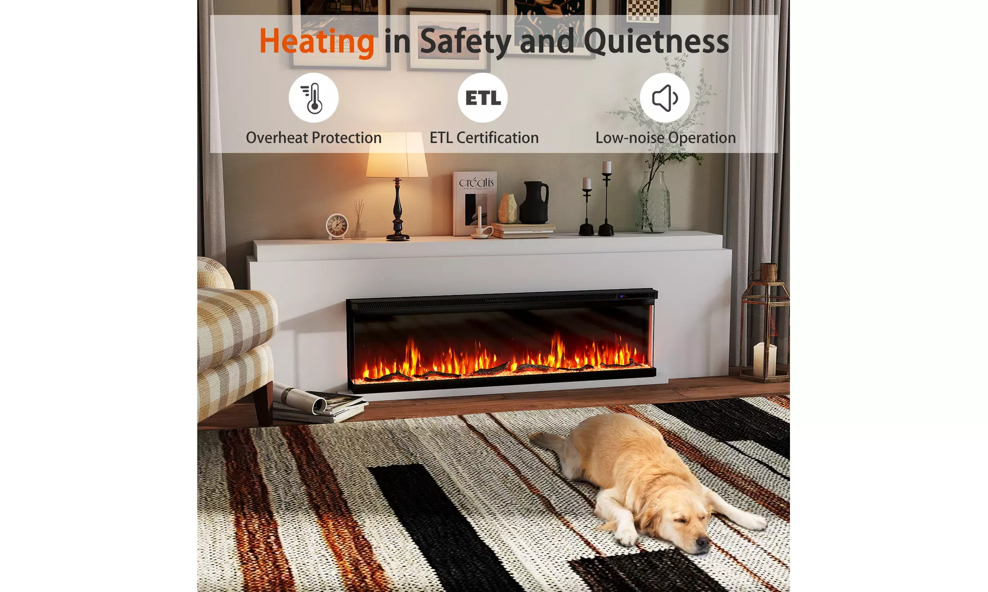 Costway 3-Sided Electric Fireplace Insert: 12 Flame Colors