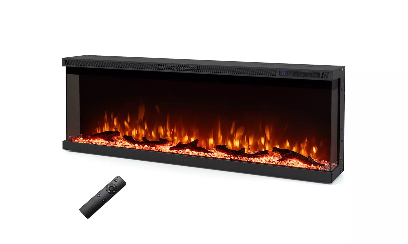 Costway 3-Sided Electric Fireplace Insert: 12 Flame Colors