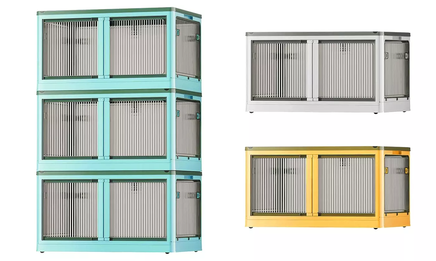 Three-Pack NewHome Stackable Collapsible Storage Bins with Lid