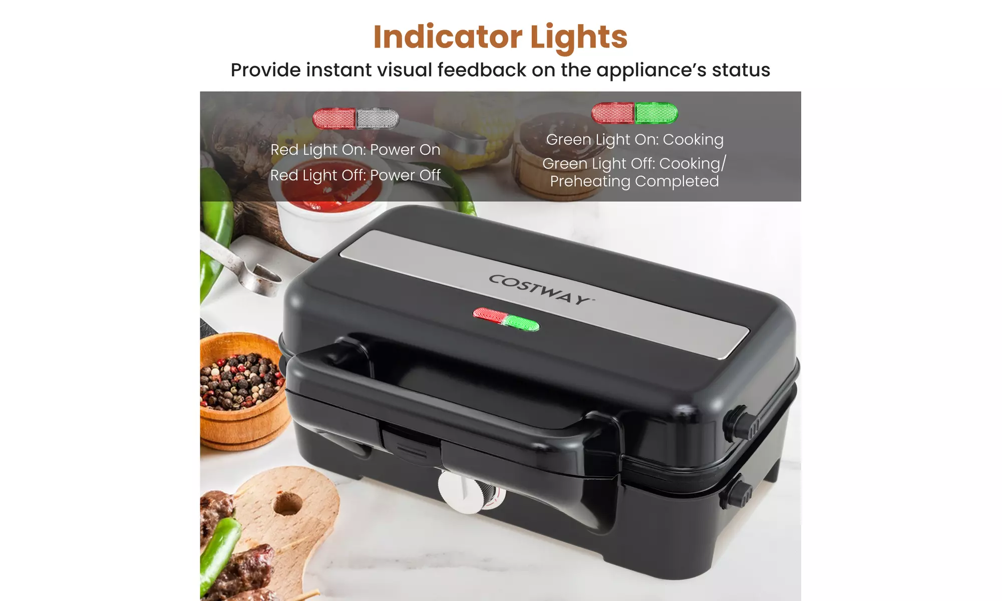 Costway 3-in-1 Waffle Iron, Panini Press Grill and Sandwich Maker Set