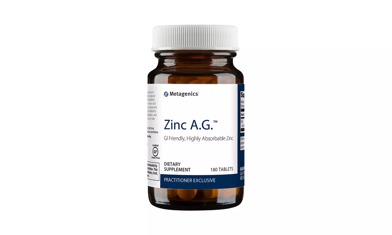 Metagenics Zinc A.G. 180ct - Highly Absorbable Zinc Glycinate for Immune Support & Bone Health - Non-GMO, Gluten-Free