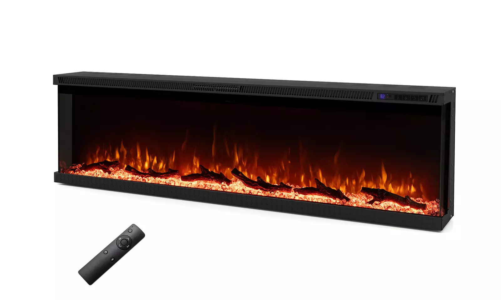 Costway 3-Sided Electric Fireplace Insert: 12 Flame Colors