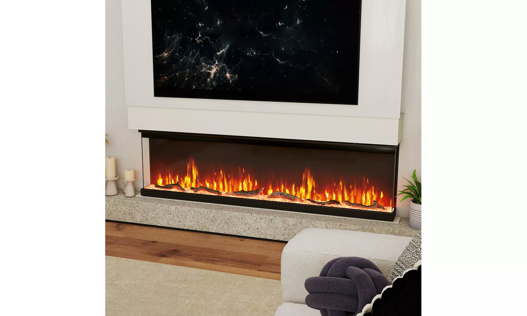 Costway 3-Sided Electric Fireplace Insert: 12 Flame Colors