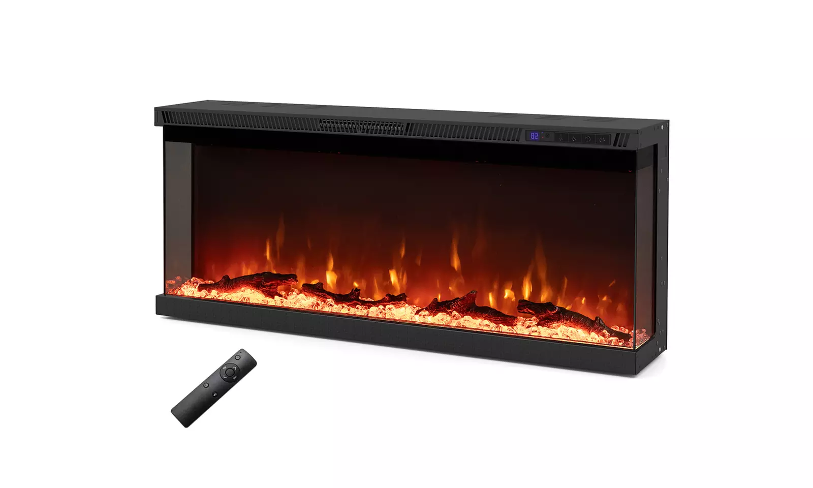 Costway 3-Sided Electric Fireplace Insert: 12 Flame Colors