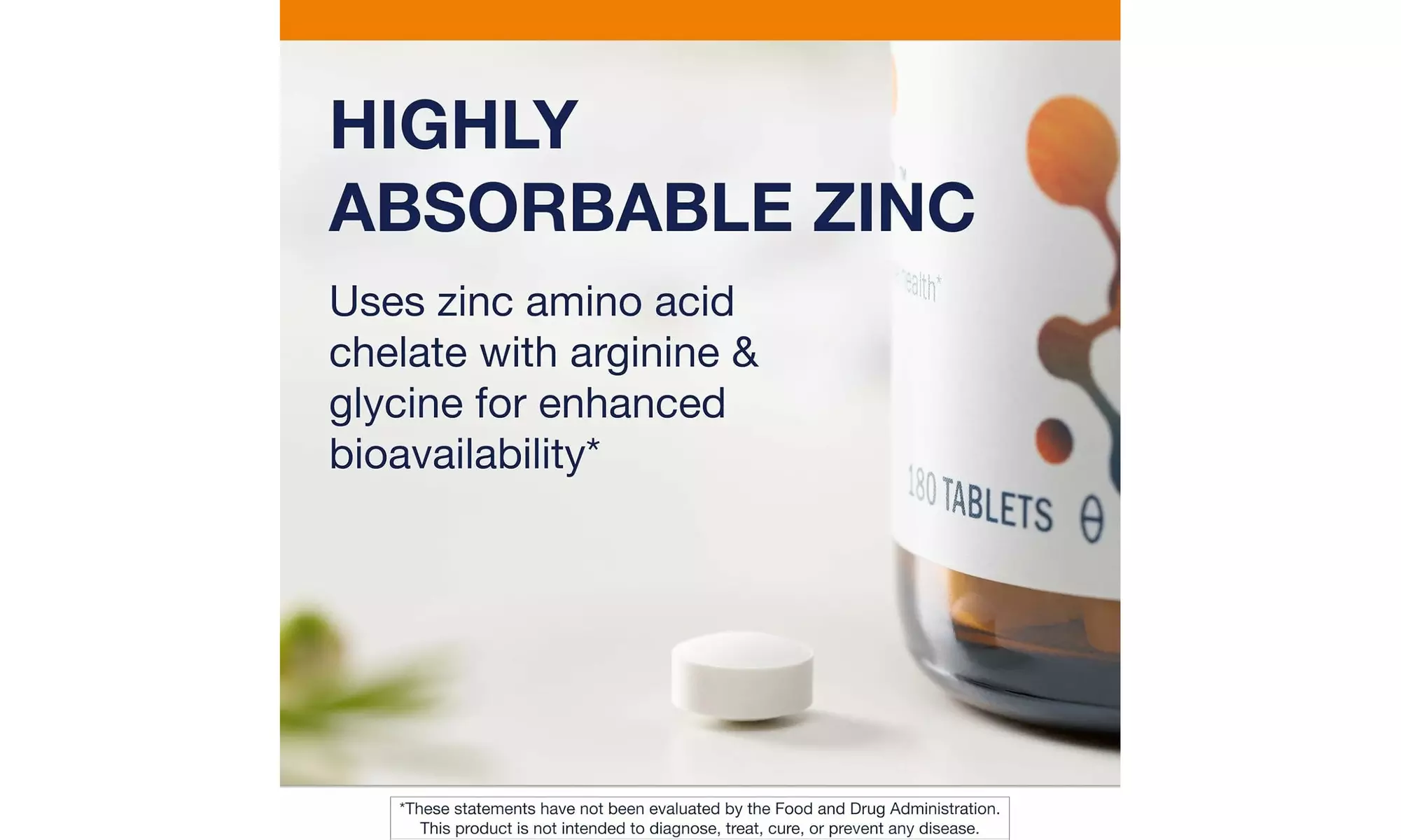 Metagenics Zinc A.G. 180ct - Highly Absorbable Zinc Glycinate for Immune Support & Bone Health - Non-GMO, Gluten-Free