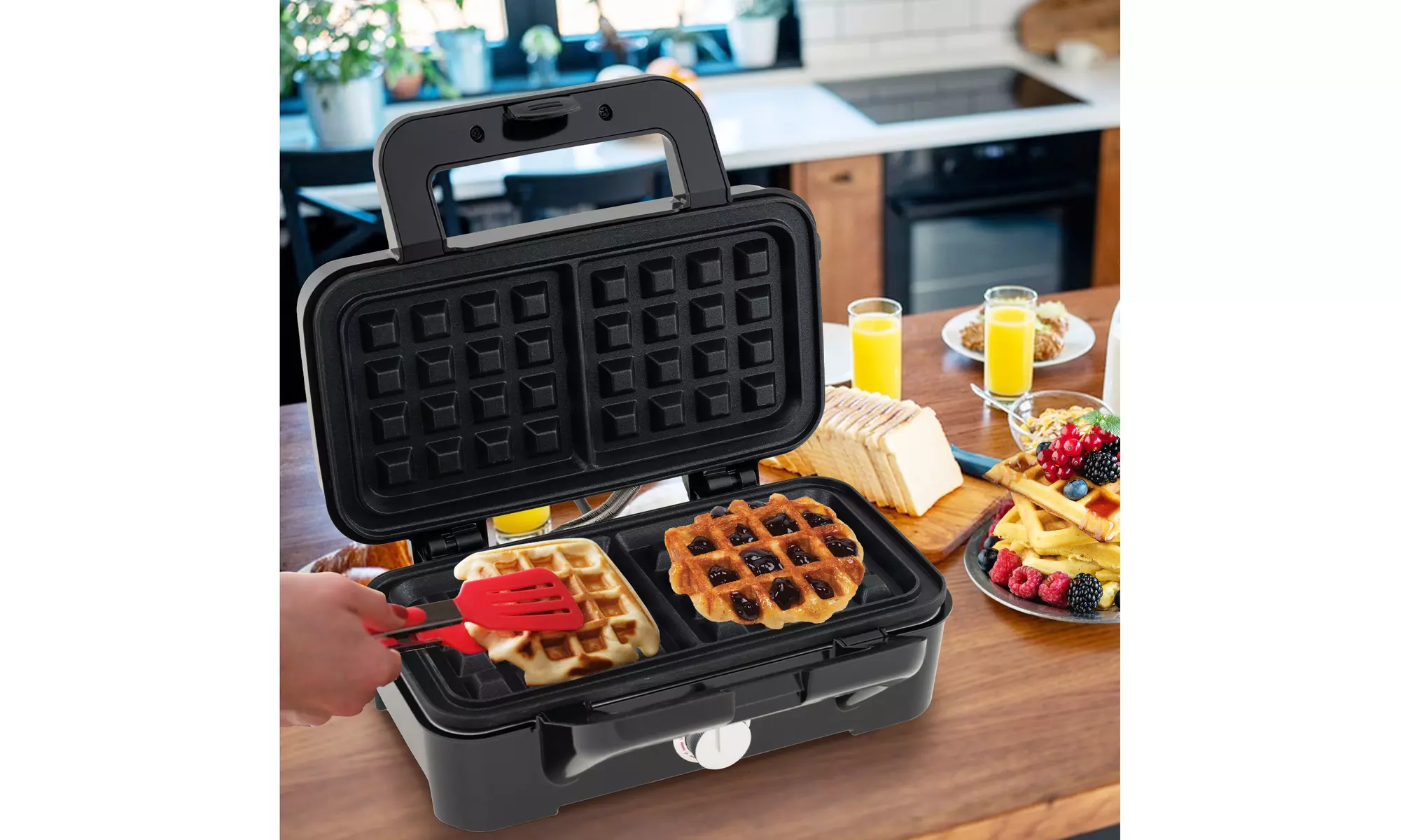 Costway 3-in-1 Waffle Iron, Panini Press Grill and Sandwich Maker Set