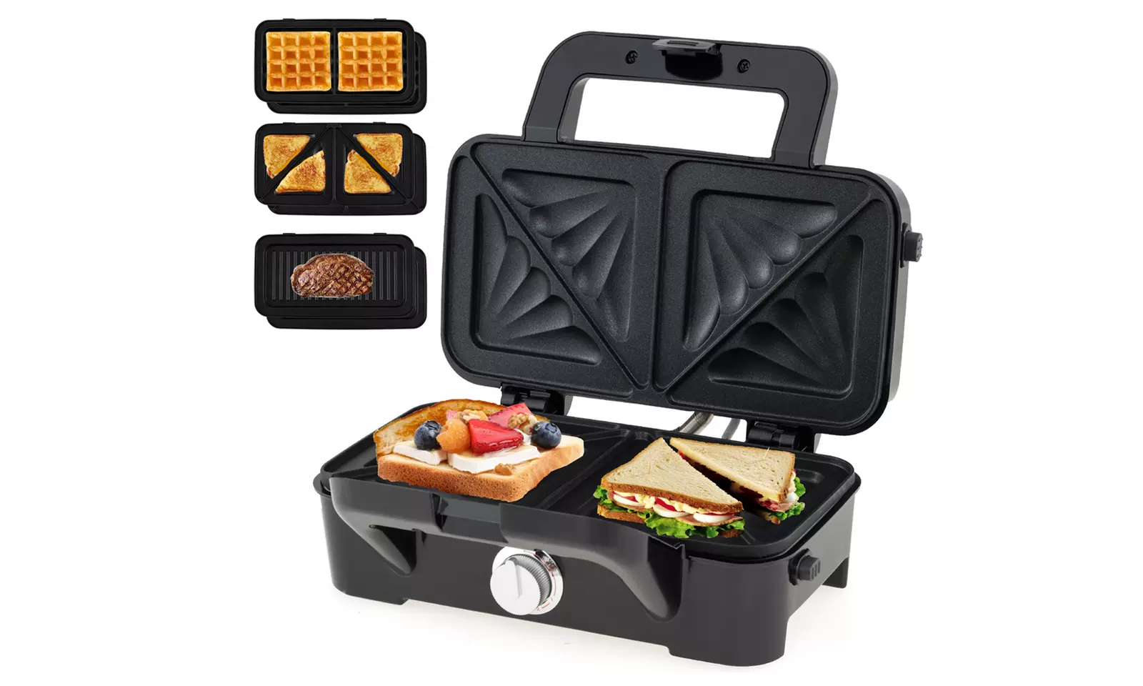 Costway 3-in-1 Waffle Iron, Panini Press Grill and Sandwich Maker Set
