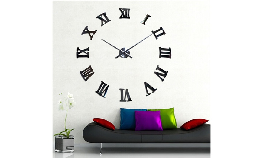 Modern Diy Large Wall Clock Mirror Surface Sticker Home Office Decor Bk