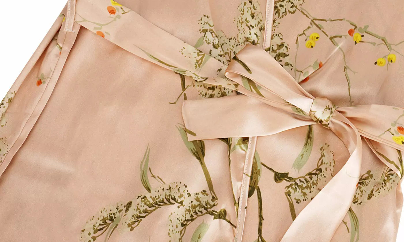 2-Piece Women's Floral Print Satin Lounge Set Robe Dress Collection