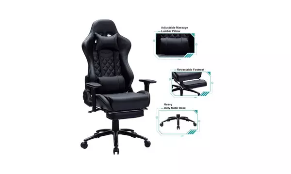 Heavy Duty Gaming Chair with Footrest and Massage,High Back Racing Chair - Second Medium