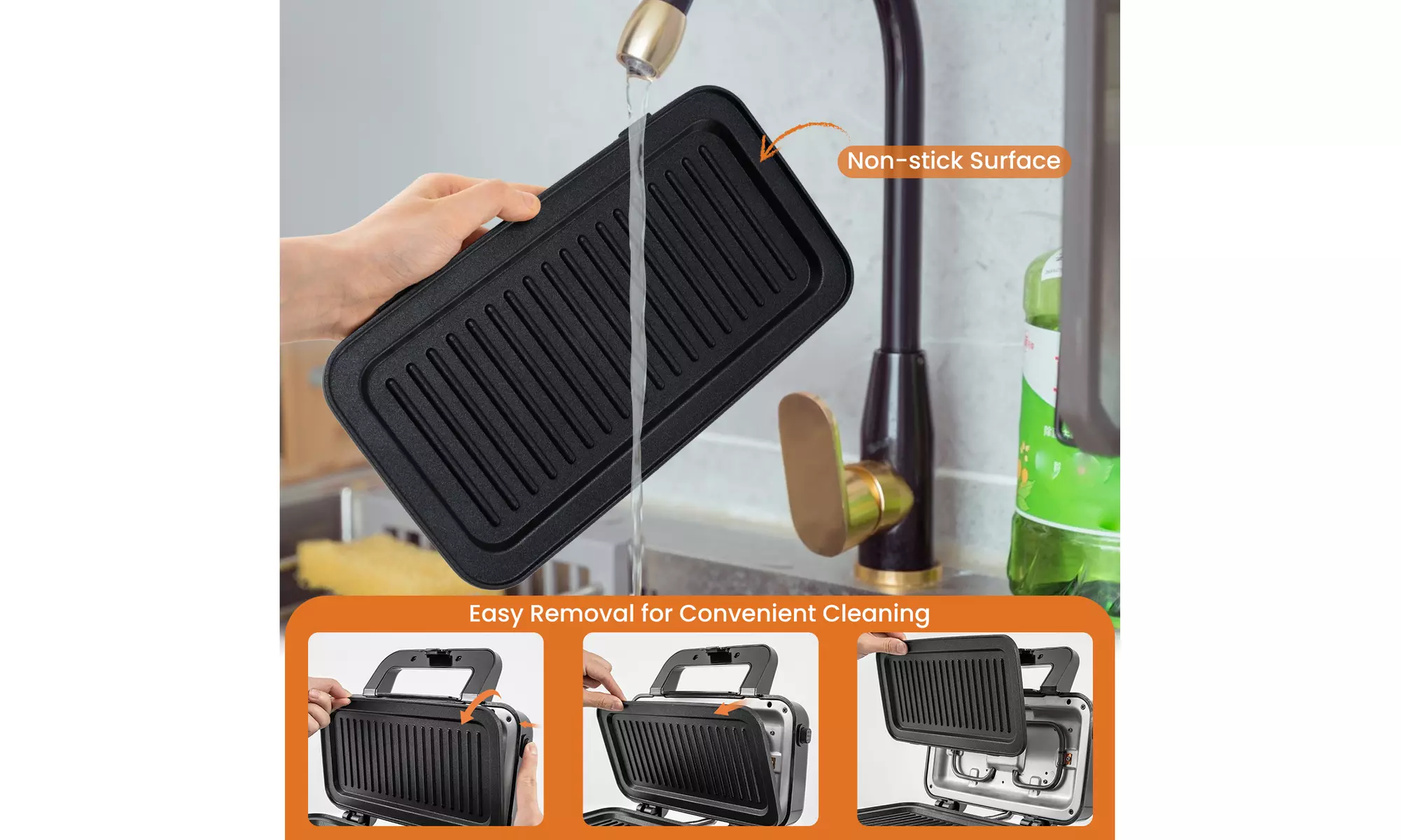 Costway 3-in-1 Waffle Iron, Panini Press Grill and Sandwich Maker Set