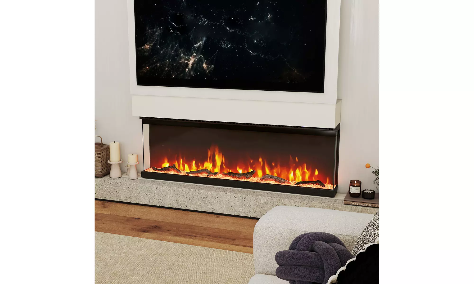 Costway 3-Sided Electric Fireplace Insert: 12 Flame Colors