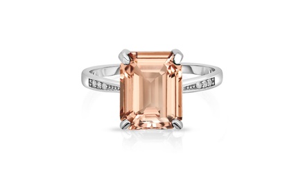 4 00 CTTW Morganite Emerald Cut Sterling Silver Ring Groupon