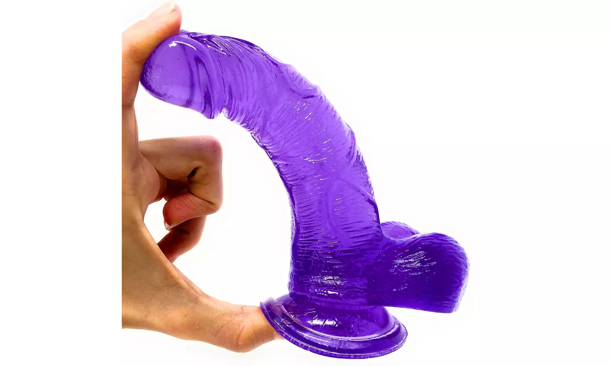 Suction Cup Dildo With B Flexible Waterproof Purple 6.7 Inch - Primary Image