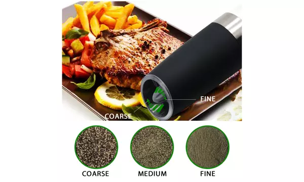 Gravity Electric Pepper Salt Grinder Set Battery Powered with LED Light - Second Medium