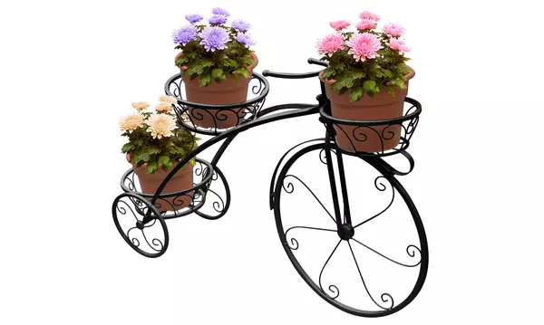 3-Tier Tricycle Plant Stand- Garden Patio Flower Pot Cart Holder- Parisian Style - Second Medium