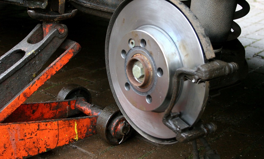 Image 1: Front, Back, or Both Brake Pad Replacement + Optional Rotor Upgrade