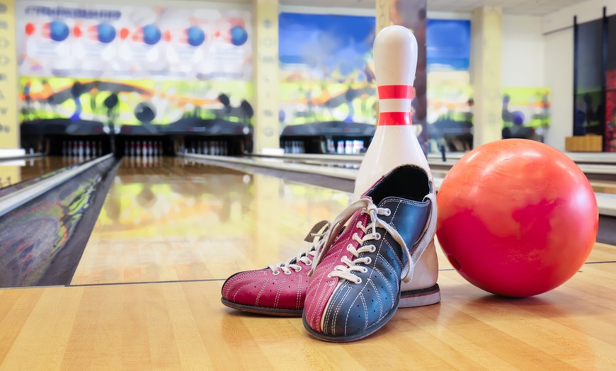 Image 1: 2-Hour Bowling Package with Shoes, Pizza, and Sodas for Up to 5 People