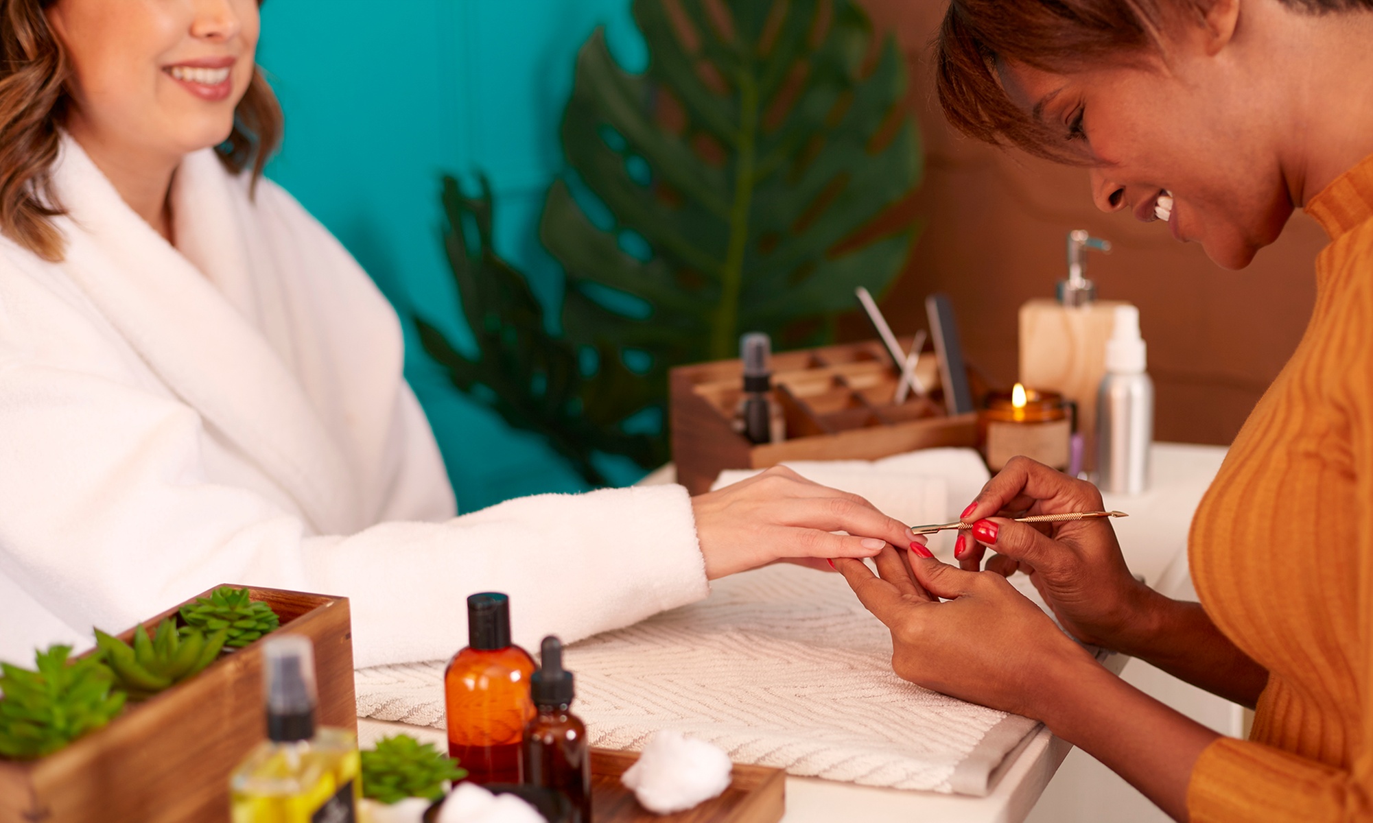 Dip Powder or Gel Nail Sets with Pedicure Packages at Spatique Nails and Spa (Up to 18% Off)