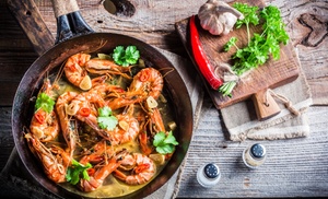 Gambas mit Salat und Ofenbrot