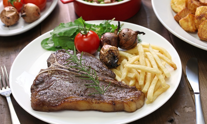 Image 1: Sirloin Steak Meal with Glass of Wine at Cook's Bar & Kitchen