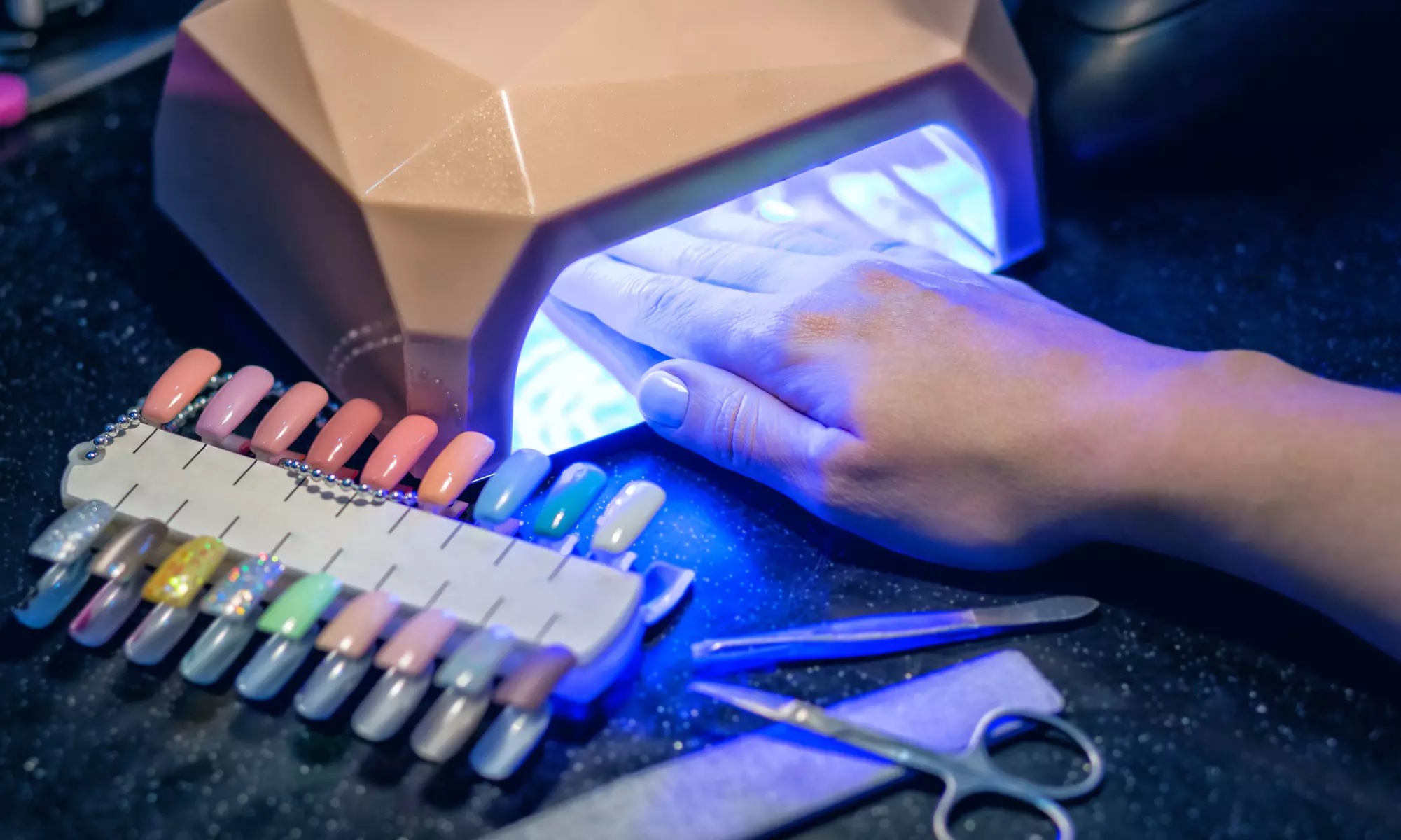 Relax with a Full Set Acrylic, Russian Manicure Or Regular Mani & Pedi