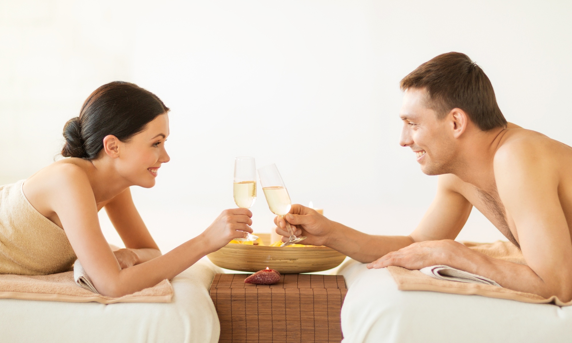60 or 90-Min Couples Swedish Massage + Hot Stone, Champagne & More