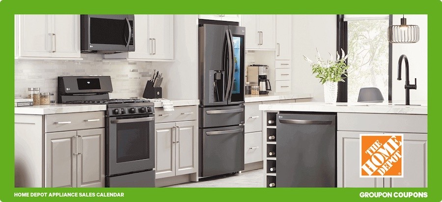 Stainless steel appliances in white kitchen | Home Depot