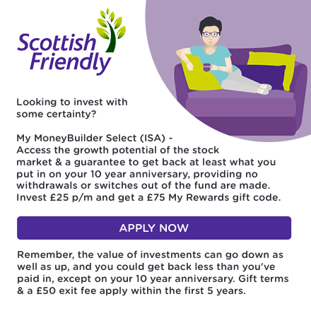 Get a £75 gift code at Scottish Friendly