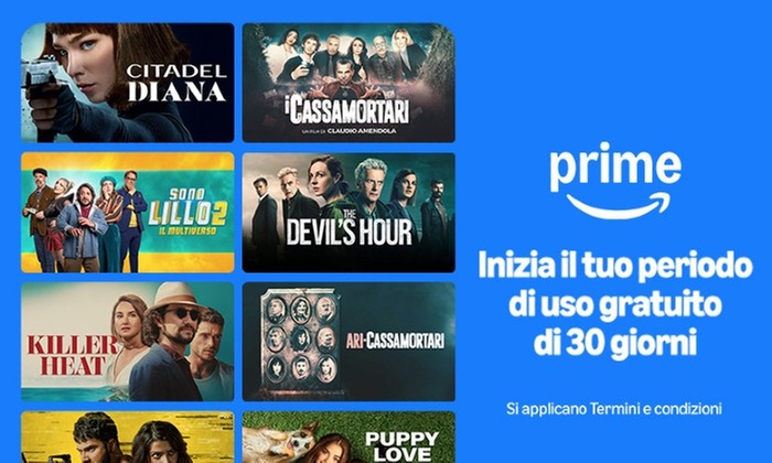 Promozione Amazon Prime video, prova gratis per 30 giorni