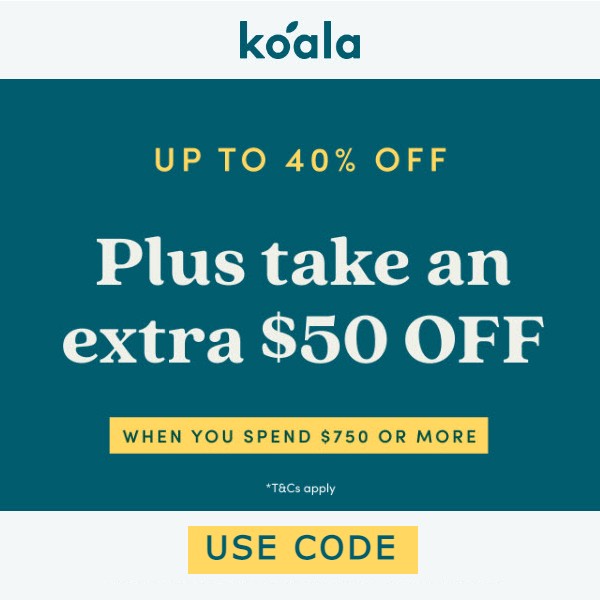 -$50 Code & Up to 40% Off Sitewide at Koala