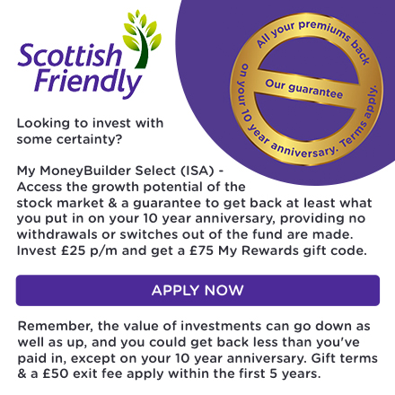 Get a £75 gift code with Scottish Friendly