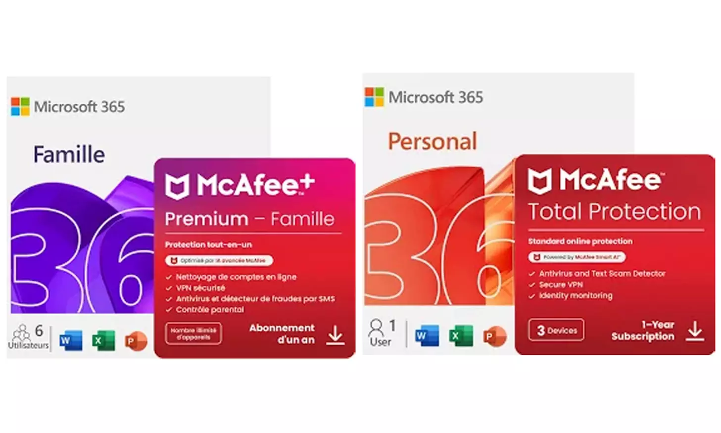 Microsoft 365 Family o Personal para 5 dispositivos con McAfee Total Protection para 10 dispositivos durante 1 año - Primary Image