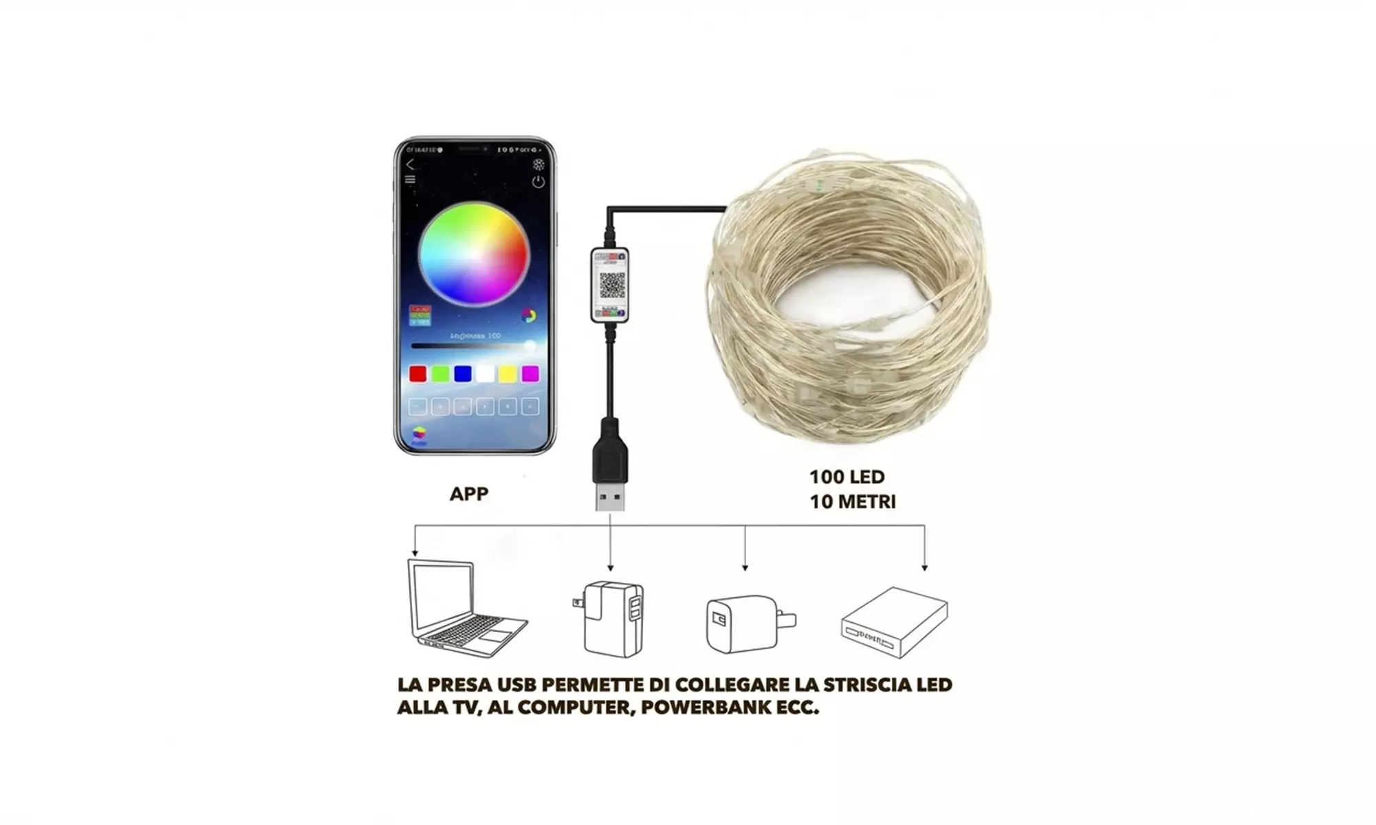 Tira de LED de 10 metros con mando a distancia y app