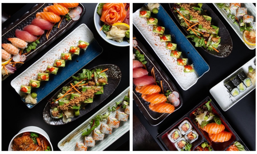 Image 2: Sushi Feast: 14, 28 or 44-Piece Platter with Starter/Dessert & Drink