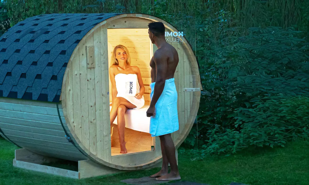 Home Deluxe Outdoor Fasssauna LAHTI für 2 Personen inklusive Zubehör