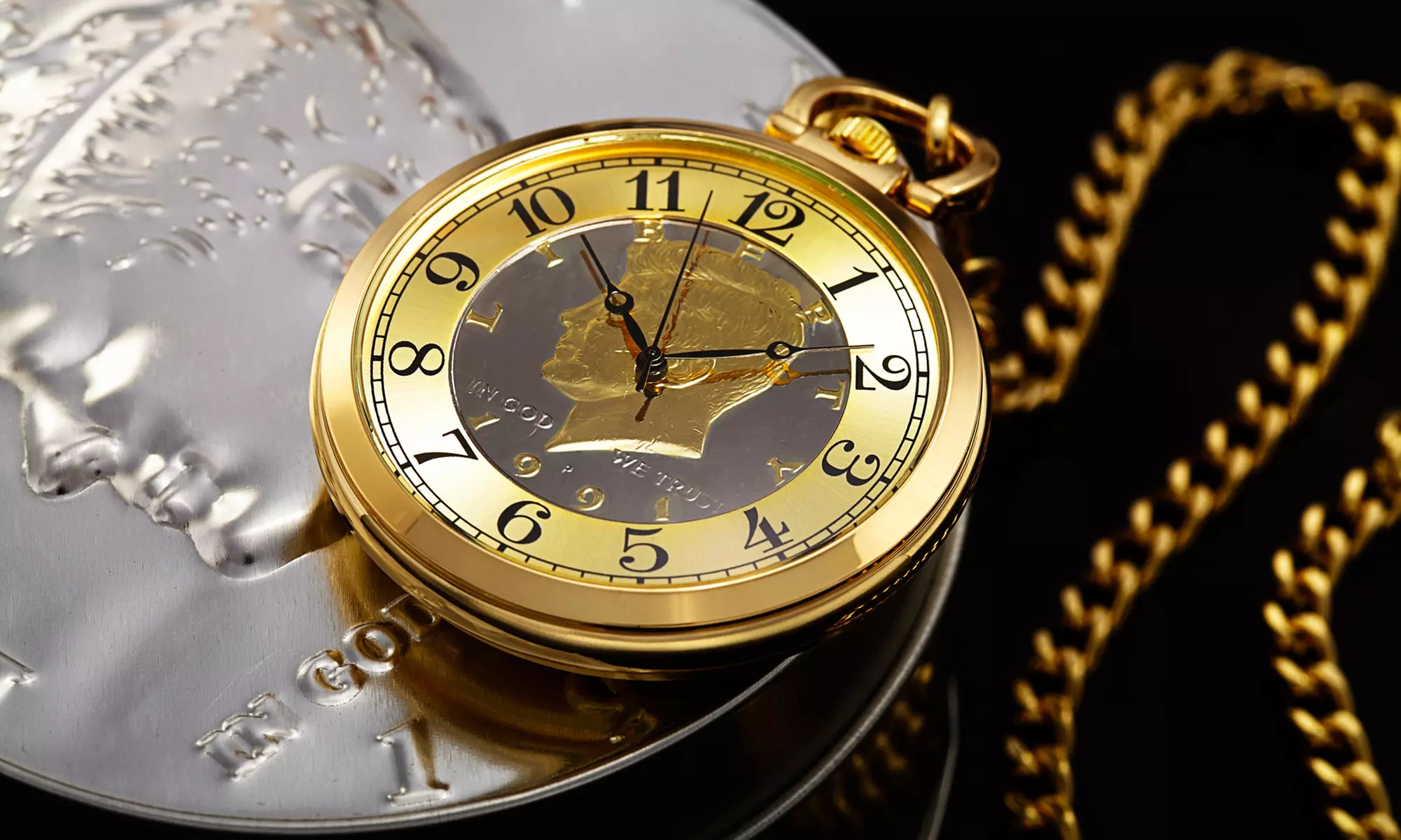 Akribos XXIV Vintage Men's Pocket Watch with Kennedy Half-Dollar Dial - Primary Image