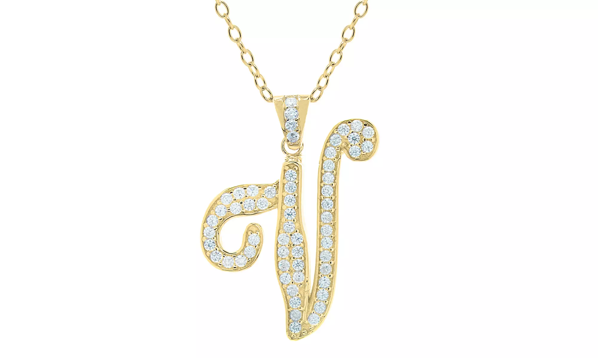 Script Initial Pendant Necklaces in Sterling Silver